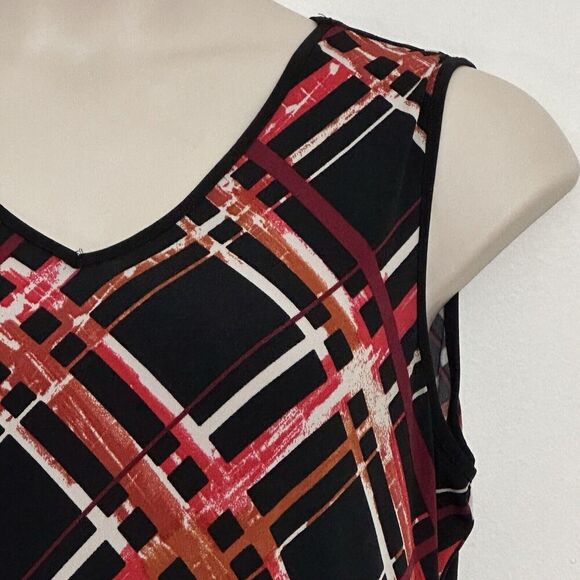 Luxology Women Dress 16 Black Red Jersey Knit Asymmetrical Hem Whimsigoth Grunge - Picture 4 of 14